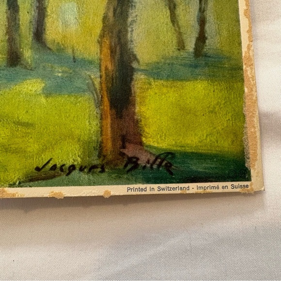2 Jacques Bille Prints Park Motif Countryside Trees 9.5X12 Printed Switzerland - Picture 3 of 12